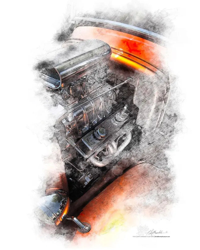 "Orange Crush" original Hot Rod photo art poster print - Dirty Monkey Kustoms USA GearHead Apparel - USA