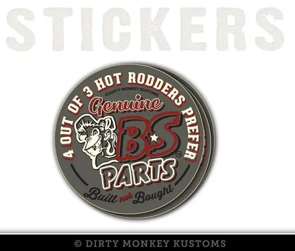 Primer Grey "B*S Speed Parts" Tool Box Stickers - Dirty Monkey Kustoms USA GearHead Apparel - USA