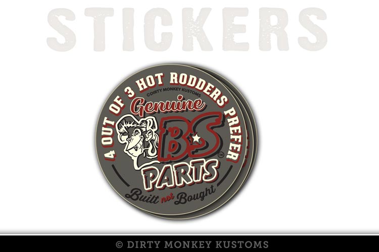 Primer Grey "B*S Speed Parts" Tool Box Stickers - Dirty Monkey Kustoms USA GearHead Apparel - USA