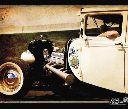"RAT POISON" original Hot Rod photo art poster print - Dirty Monkey Kustoms USA GearHead Apparel - USA