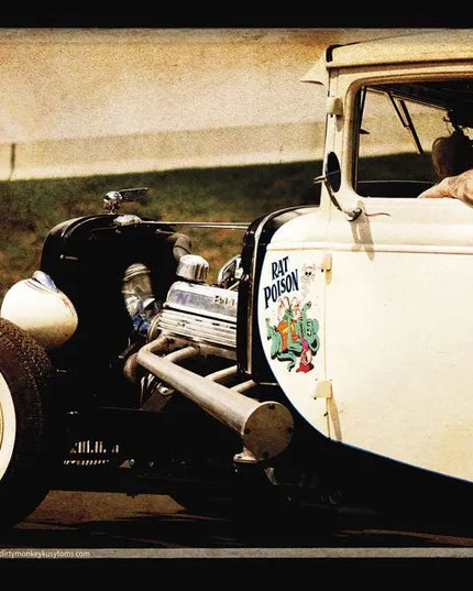 "RAT POISON" original Hot Rod photo art poster print - Dirty Monkey Kustoms USA GearHead Apparel - USA