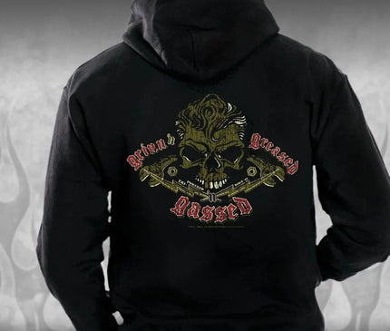 Rockabilly Skull & Wrenches hoodie - Dirty Monkey Kustoms USA GearHead Apparel - USA