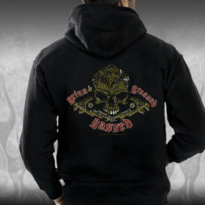 Rockabilly Skull & Wrenches hoodie - Dirty Monkey Kustoms USA GearHead Apparel - USA