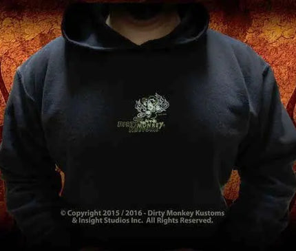 Rockabilly Skull & Wrenches hoodie - Dirty Monkey Kustoms USA GearHead Apparel - USA