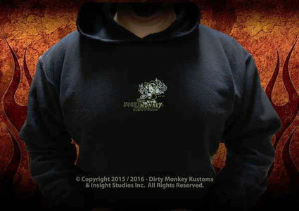 Rockabilly Skull & Wrenches hoodie - Dirty Monkey Kustoms USA GearHead Apparel - USA