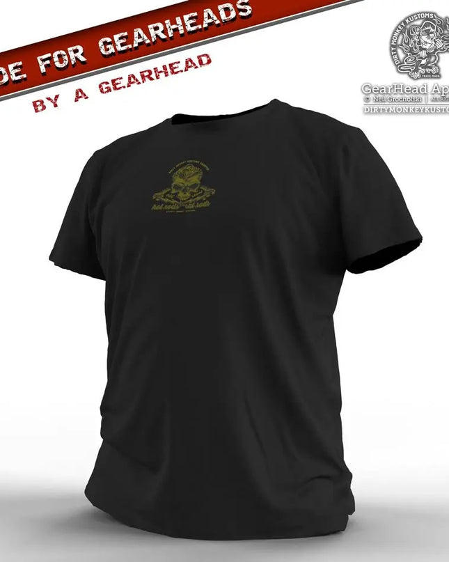 Rockabilly Skull & Wrenches t shirt - Kustom design - Dirty Monkey Kustoms USA GearHead Apparel - USA