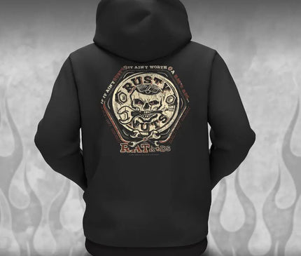 Rusty Nuts Rat Rod Hoodie - Dirty Monkey Kustoms USA GearHead Apparel - USA