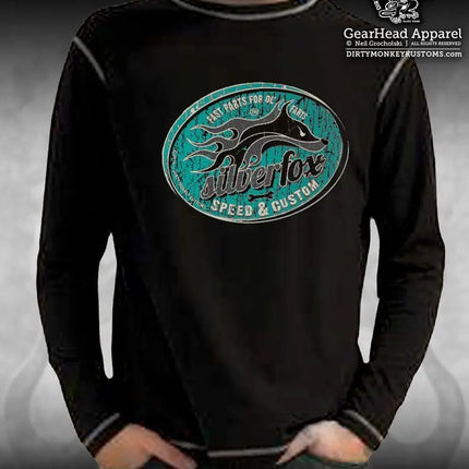 "Silver Fox" Long Sleeve Hot Rod shirt - Kustom Kool - Dirty Monkey Kustoms USA GearHead Apparel - USA