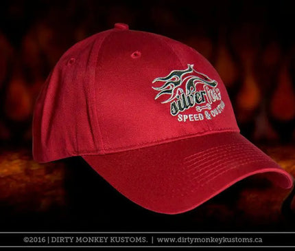 Silver Fox Speed & Custom embroidered hat - red - Dirty Monkey Kustoms USA GearHead Apparel - USA