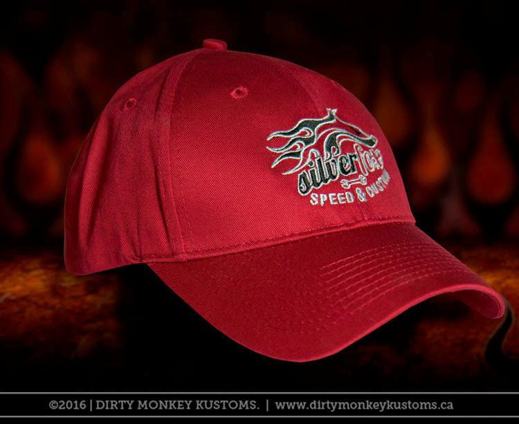 Silver Fox Speed & Custom embroidered hat - red - Dirty Monkey Kustoms USA GearHead Apparel - USA