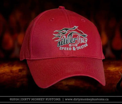 Silver Fox Speed & Custom embroidered hat - red - Dirty Monkey Kustoms USA GearHead Apparel - USA
