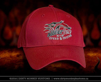 Silver Fox Speed & Custom embroidered hat - red - Dirty Monkey Kustoms USA GearHead Apparel - USA