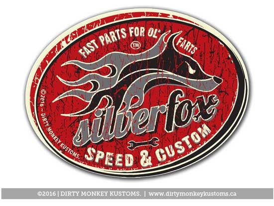 "Silver Fox Speed & Custom" - Sticker - Dirty Monkey Kustoms USA GearHead Apparel - USA