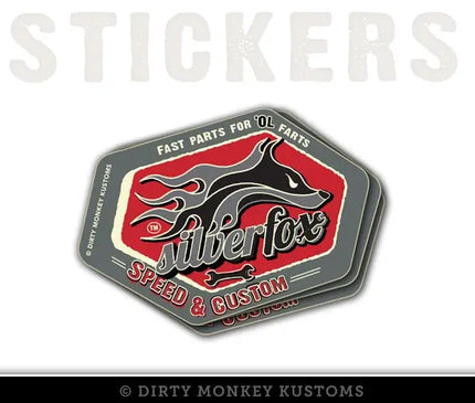 "Silver Fox Speed & Custom" - Sticker v2 - Dirty Monkey Kustoms USA GearHead Apparel - USA