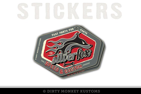 "Silver Fox Speed & Custom" - Sticker v2 - Dirty Monkey Kustoms USA GearHead Apparel - USA