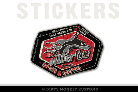 "Silver Fox Speed & Custom" - Sticker v2 - Dirty Monkey Kustoms USA GearHead Apparel - USA
