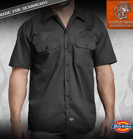 "Skull & Wrenches" WORK SHIRT - Kustom Rockabilly design - Dirty Monkey Kustoms USA GearHead Apparel - USA