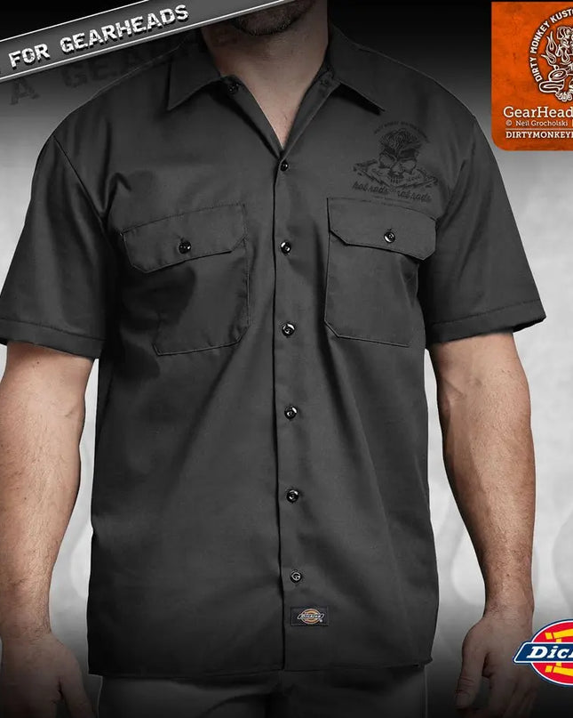 "Skull & Wrenches" WORK SHIRT - Kustom Rockabilly design - Dirty Monkey Kustoms USA GearHead Apparel - USA