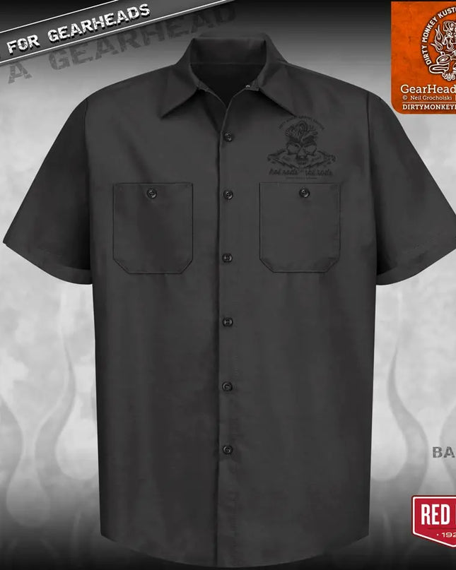 "Skull & Wrenches" WORK SHIRT - Kustom Rockabilly design - Dirty Monkey Kustoms USA GearHead Apparel - USA
