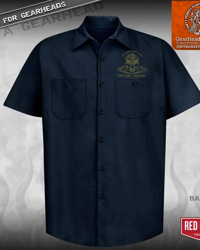 "Skull & Wrenches" WORK SHIRT - Kustom Rockabilly design - Dirty Monkey Kustoms USA GearHead Apparel - USA