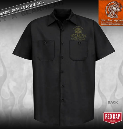 "Skull & Wrenches" WORK SHIRT - Kustom Rockabilly design - Dirty Monkey Kustoms USA GearHead Apparel - USA