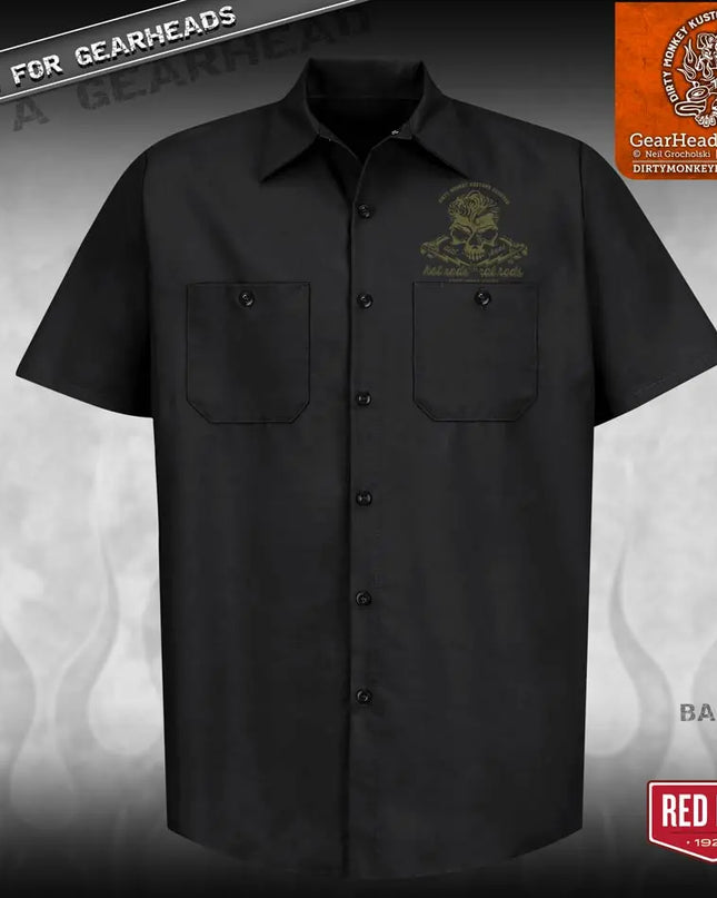 "Skull & Wrenches" WORK SHIRT - Kustom Rockabilly design - Dirty Monkey Kustoms USA GearHead Apparel - USA