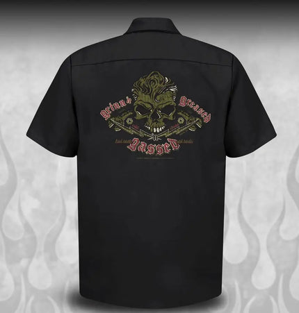 "Skull & Wrenches" WORK SHIRT - Kustom Rockabilly design - Dirty Monkey Kustoms USA GearHead Apparel - USA