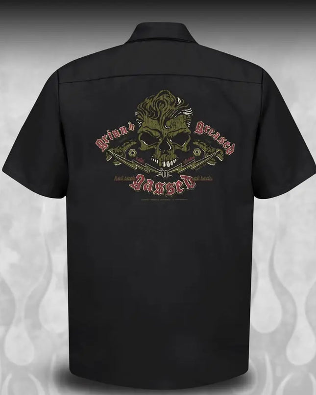"Skull & Wrenches" WORK SHIRT - Kustom Rockabilly design - Dirty Monkey Kustoms USA GearHead Apparel - USA