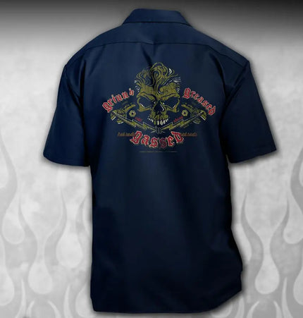 "Skull & Wrenches" WORK SHIRT - Kustom Rockabilly design - Dirty Monkey Kustoms USA GearHead Apparel - USA