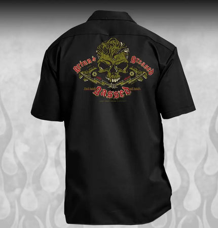 "Skull & Wrenches" WORK SHIRT - Kustom Rockabilly design - Dirty Monkey Kustoms USA GearHead Apparel - USA