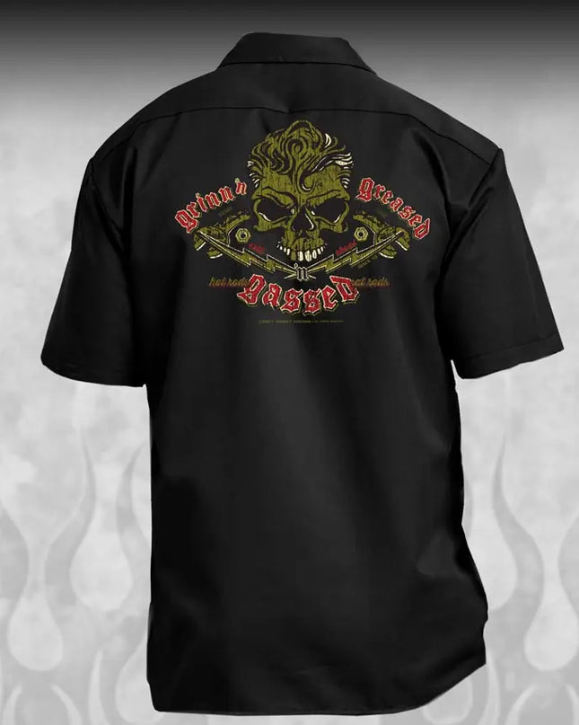 "Skull & Wrenches" WORK SHIRT - Kustom Rockabilly design - Dirty Monkey Kustoms USA GearHead Apparel - USA