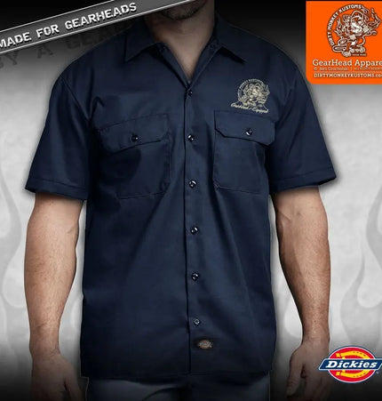 "Stink Eye Pistons" vintage hot rod ol skool mechanic shirt - Dirty Monkey Kustoms USA GearHead Apparel - USA