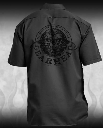 Support Your Local GearHead - stealth mechanic shirt - Dirty Monkey Kustoms Canadian GearHead Shirts & Apparel - Canada
