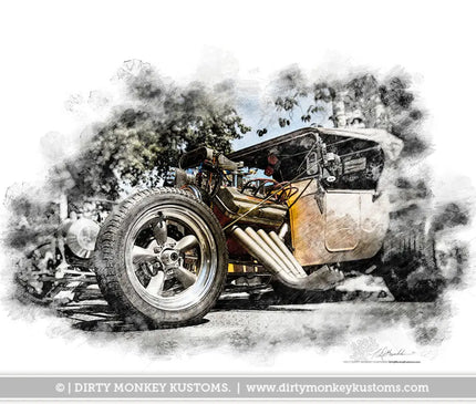 "T Bucket" original Hot Rod photo poster print - Dirty Monkey Kustoms CDN GearHead Apparel - Canada