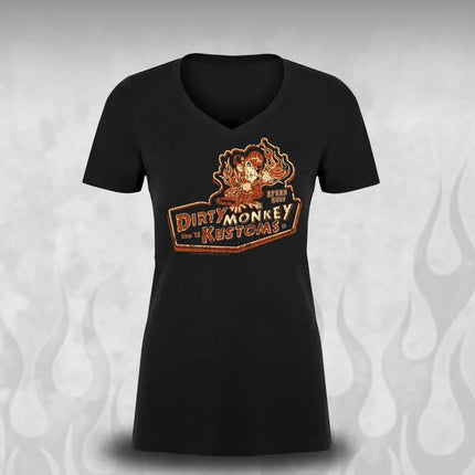 Women's "Dirty Monkey Kustoms" Speed Shop Vintage car t shirts - Dirty Monkey Kustoms USA GearHead Apparel - USA