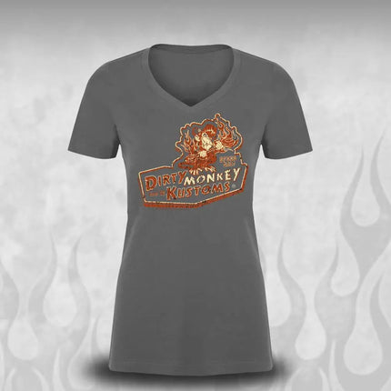 Women's "Dirty Monkey Kustoms" Speed Shop Vintage car t shirts - Dirty Monkey Kustoms USA GearHead Apparel - USA